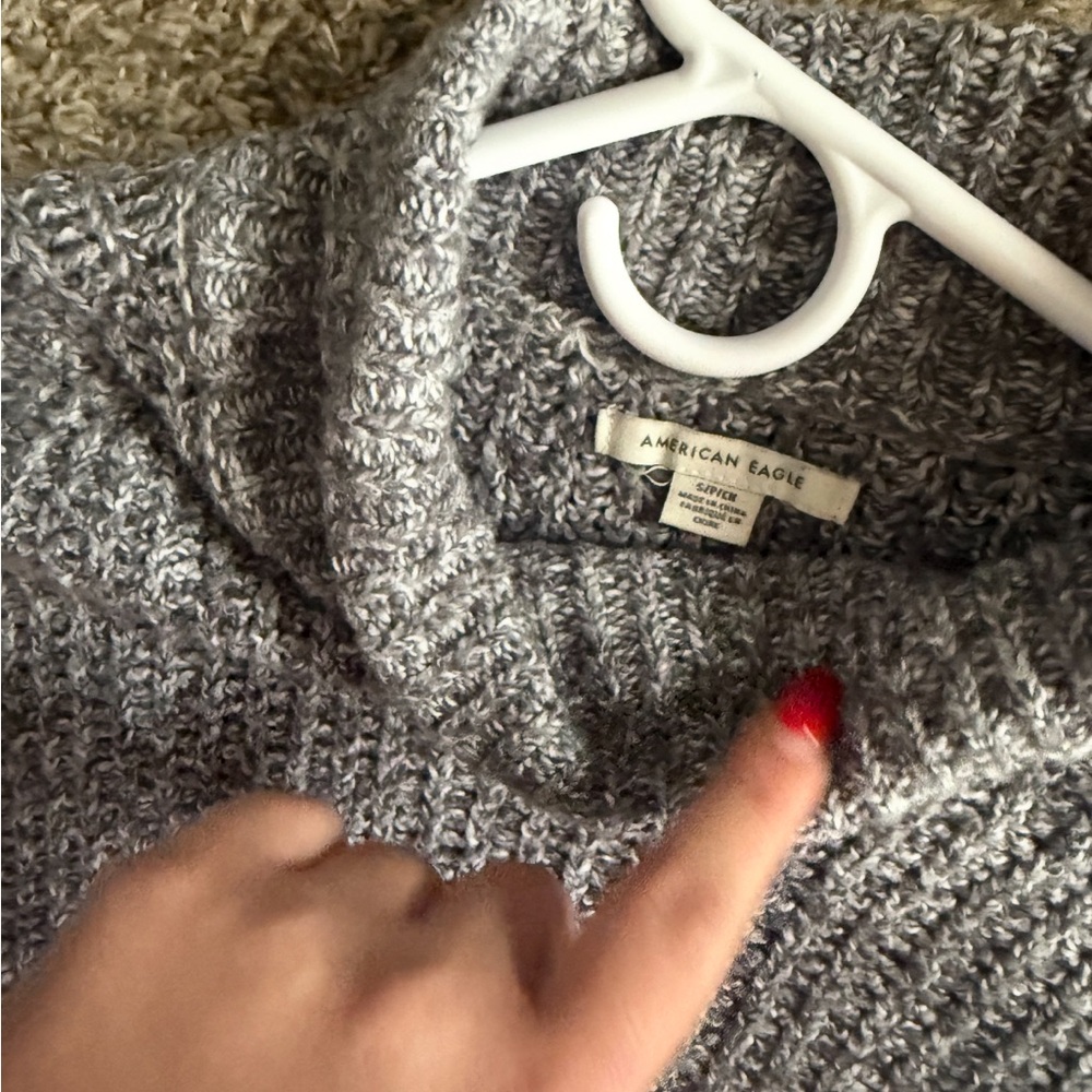 American Eagle Outfitters Heathered Gray Cowl Neck Sweater